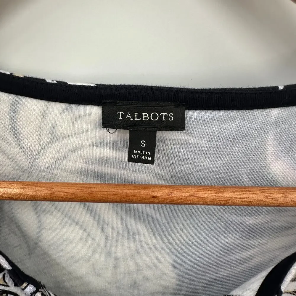 Talbots Navy Pineapple Print Cotton Split Neck Dress // S - Picture 3 of 7